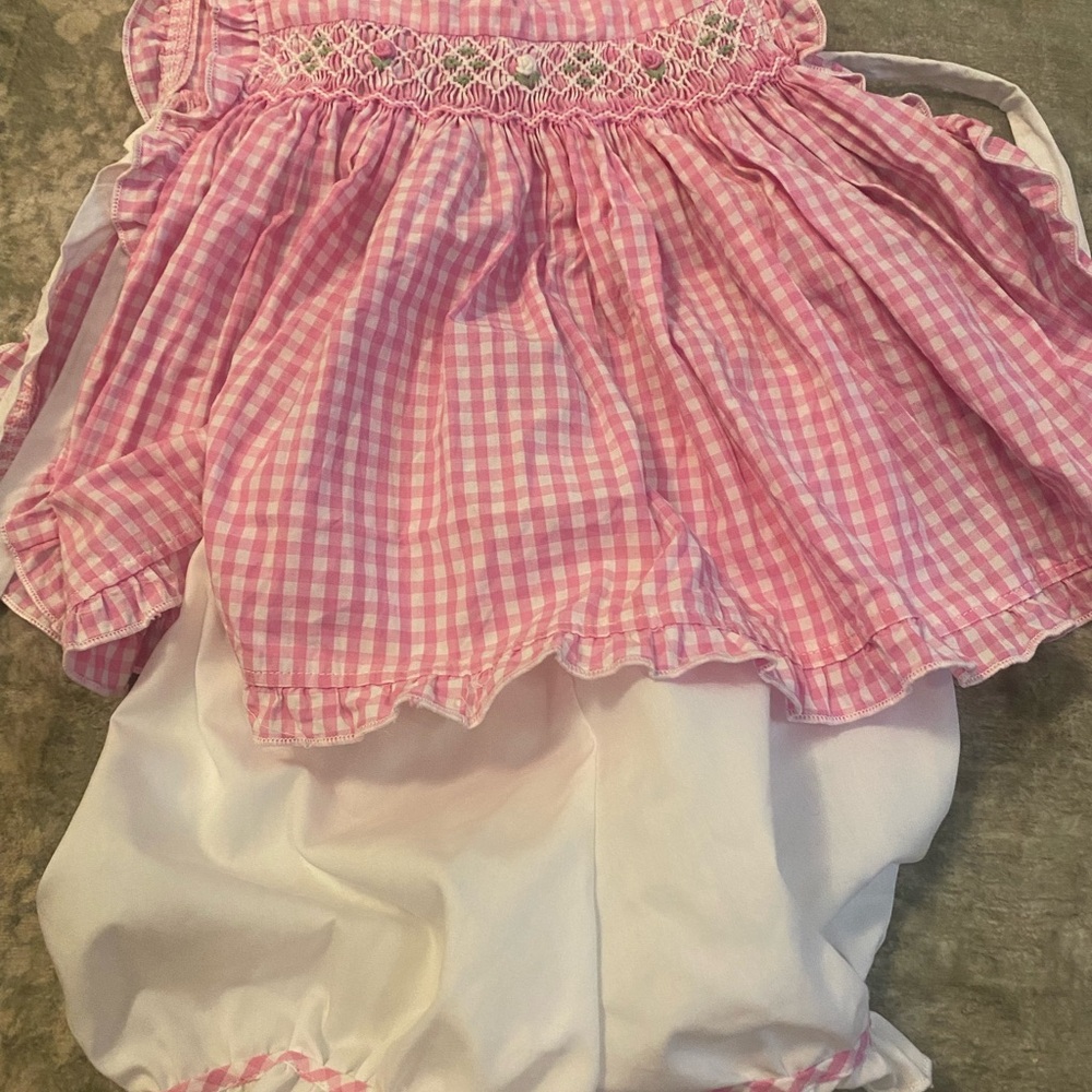 Pink Gingham Baby Dress with Bloomers